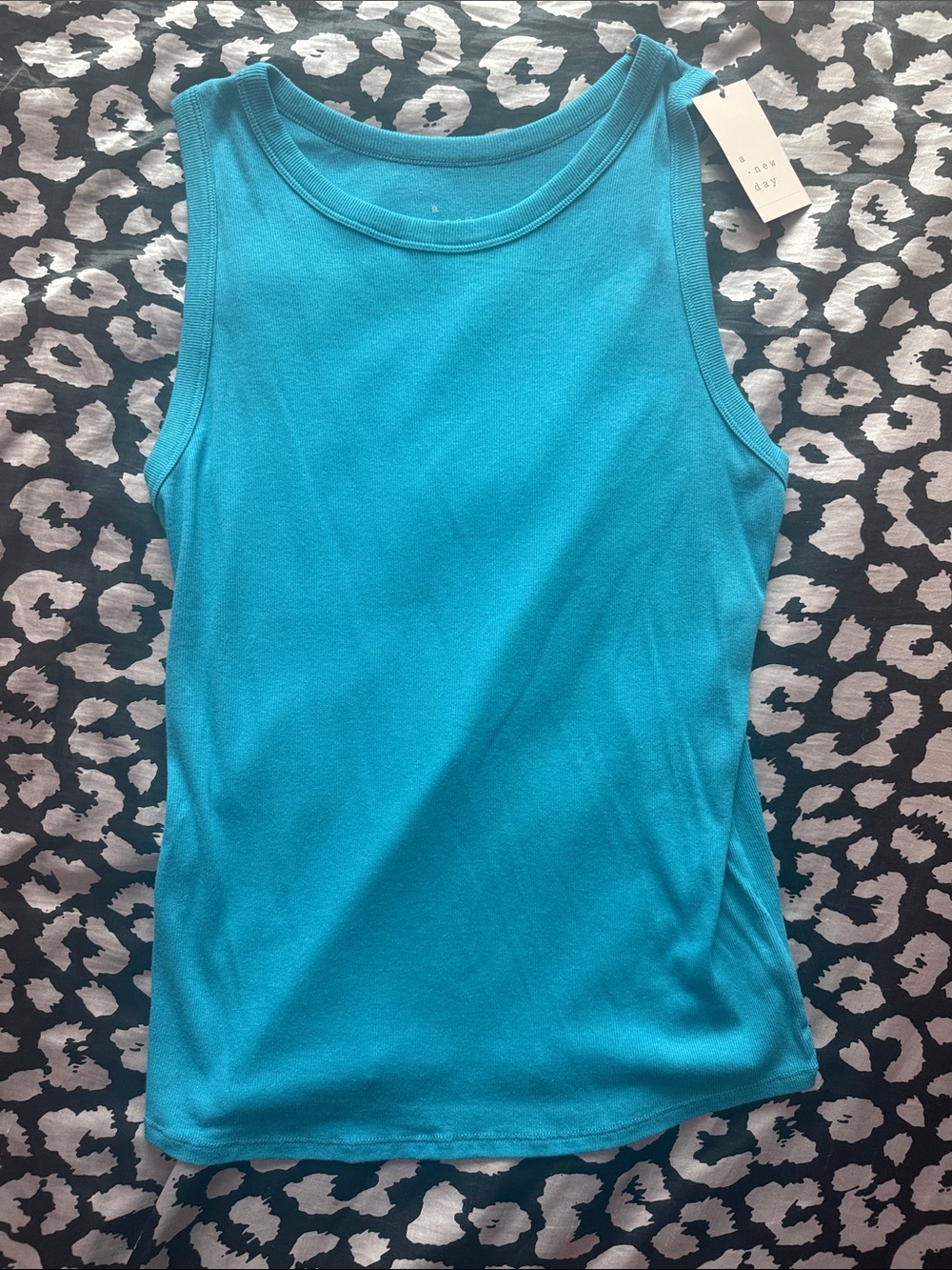 a new day Bright Turquoise Ribbed Tank Top